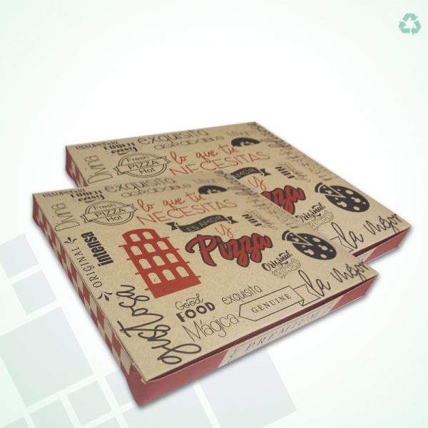 Caja Pizza Cartulina Kraft Plastificada